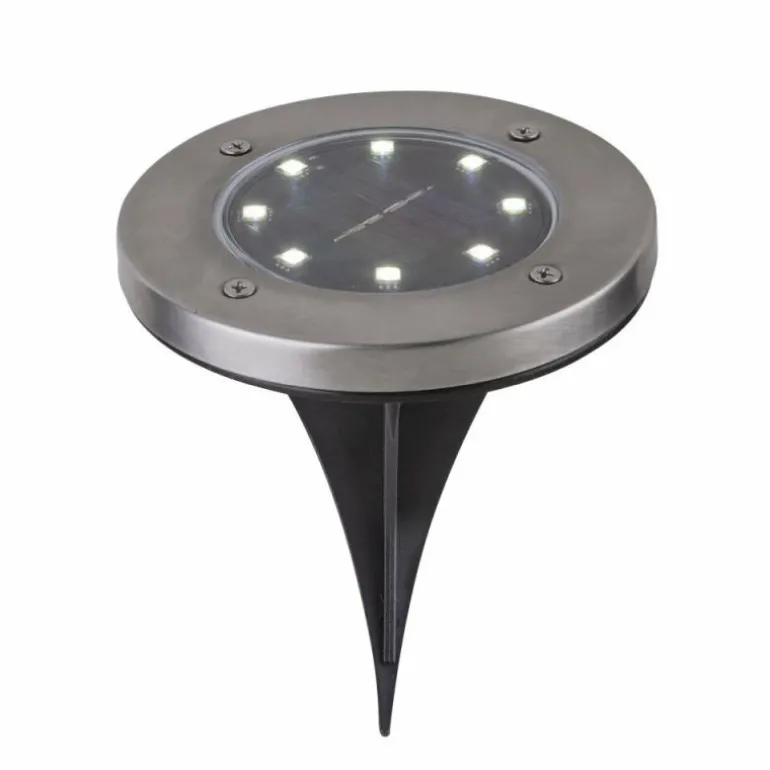 Lampe solaire Globo ROCKY LED Noir, 8 lumières