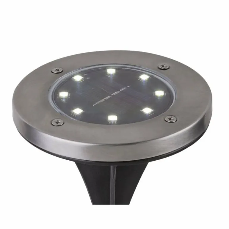 Lampe solaire Globo ROCKY LED Noir, 8 lumières