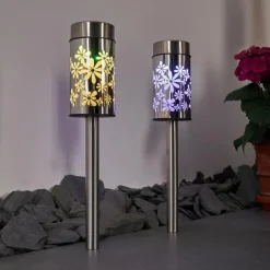 lampe solaire Gorizia LED Acier inoxydable, 2 lumières, Changeur de couleurs
