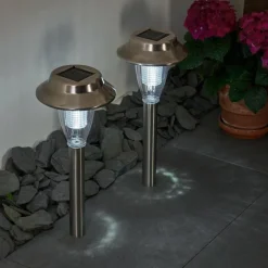lampe solaire Rovigo LED Nickel mat, 1 lumière