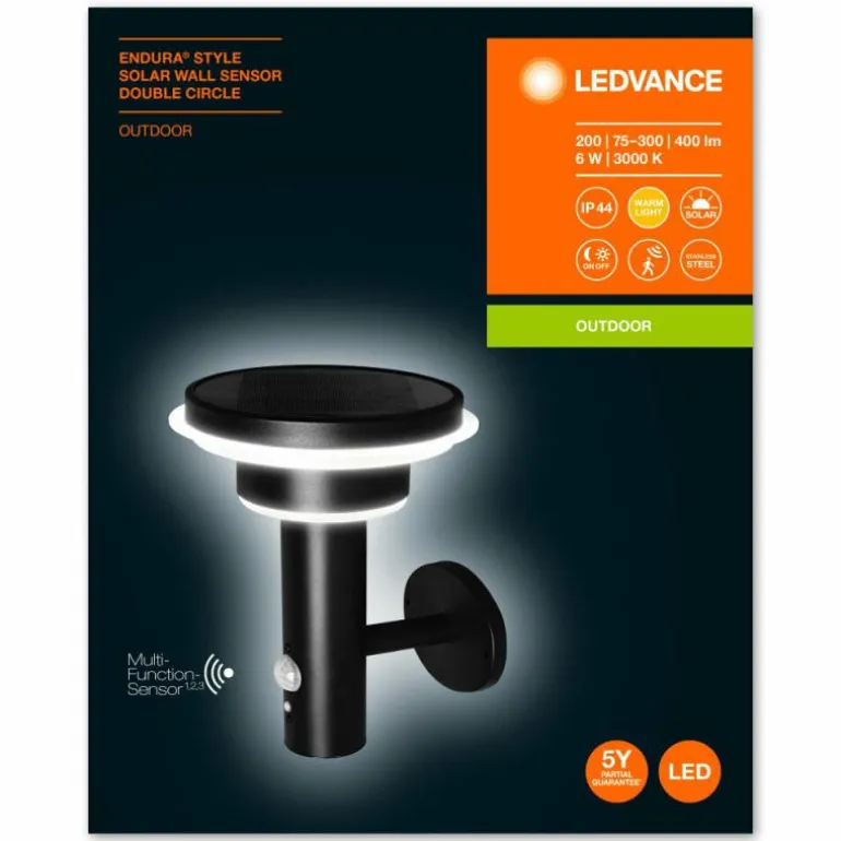 Lampe solaires LEDVANCE ENDURA® Noir, 1 lumière, Détecteur de mouvement