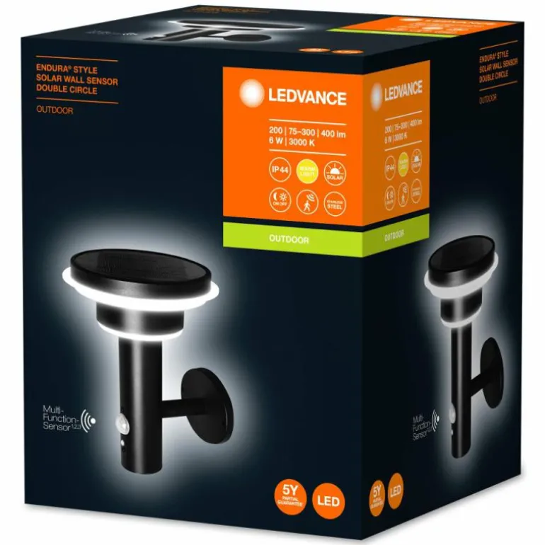 Lampe solaires LEDVANCE ENDURA® Noir, 1 lumière, Détecteur de mouvement