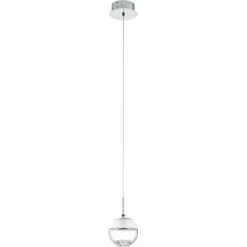 Luminaires Eglo Suspensions|Lampe suspendue Eglo MONTEFIO 1 LED Chrome, Aspect cristal, 1 lumière