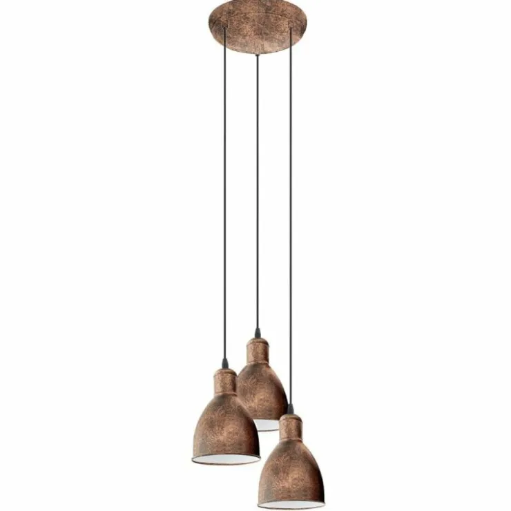 Luminaires Eglo Suspensions|Lampe suspendue Eglo PRIDDY 1 Brun foncé, Cuivre, 3 lumières