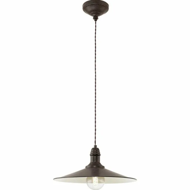 Luminaires Eglo Suspensions|Lampe suspendue Eglo STOCKBURY Beige, Brun foncé, 1 lumière