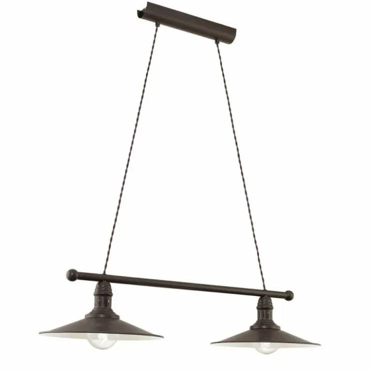 Luminaires Eglo Suspensions|Lampe suspendue Eglo STOCKBURY Beige, Brun foncé, 2 lumières