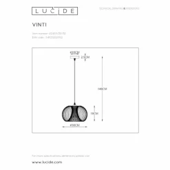 Luminaires Lucide Suspensions|Lampe suspendue Lucide VINTI Noir, 1 lumière