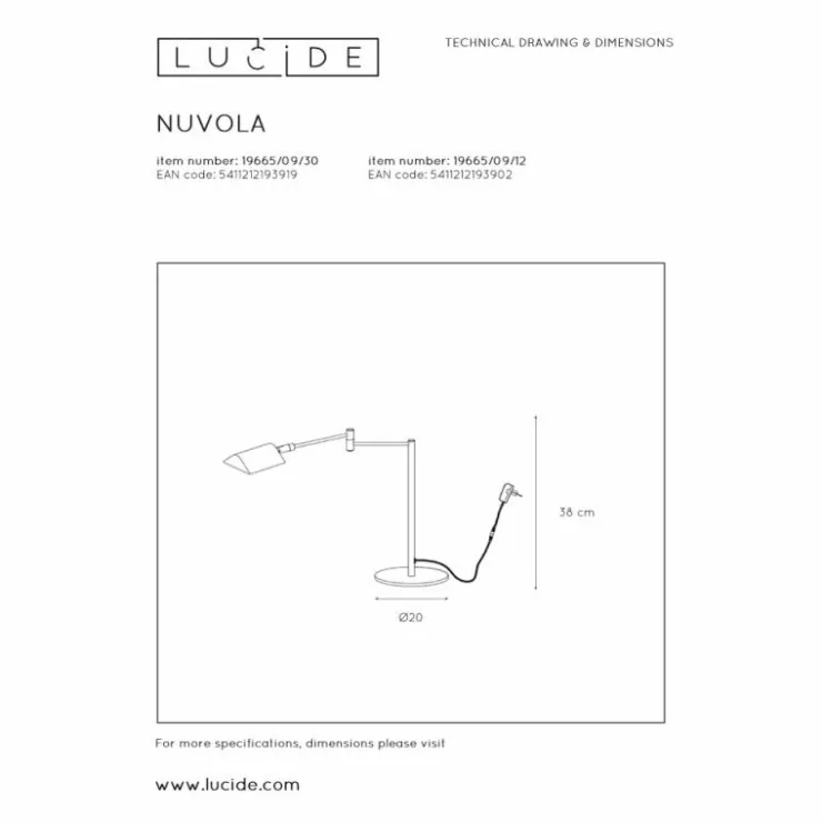 Luminaires Lucide Lampes À Poser|Lampes de table Lucide NUVOLA LED Noir, 1 lumière