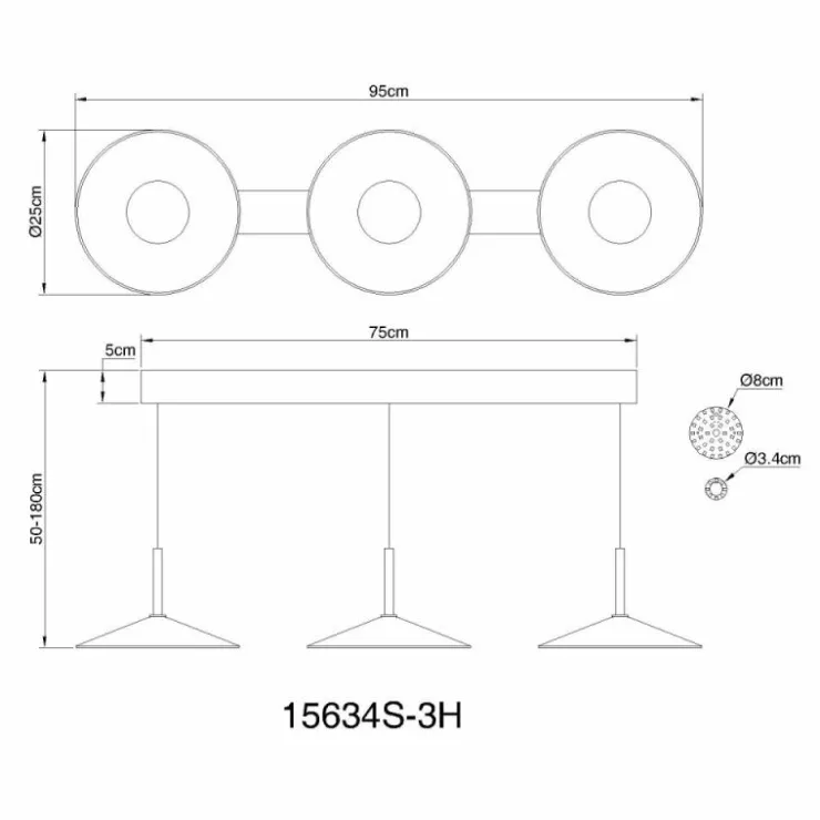 Luminaires Globo Lighting Éclairage Led|Lampone Suspension LED Noir, 1 lumière