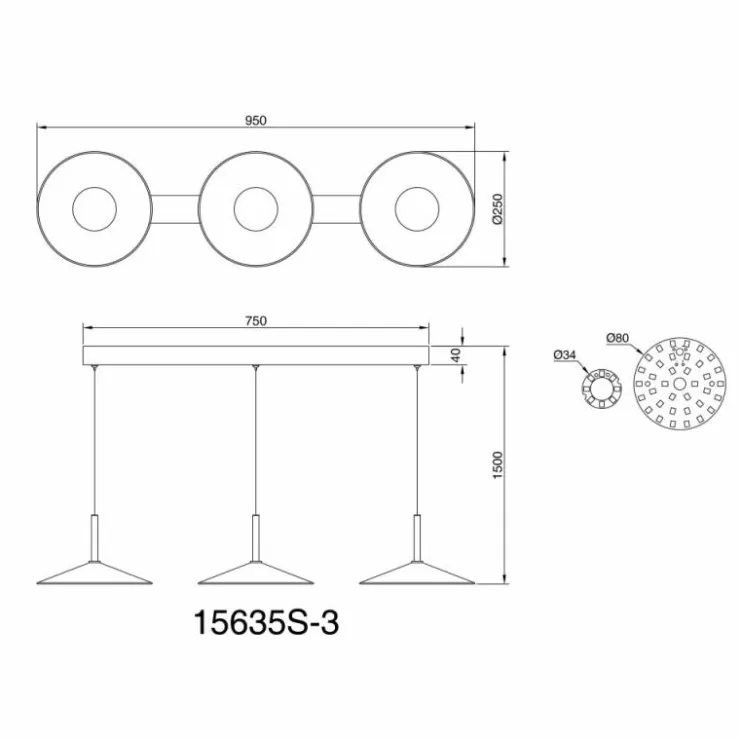 Luminaires Globo Lighting Éclairage Led|Lampone Suspension LED Noir, 1 lumière