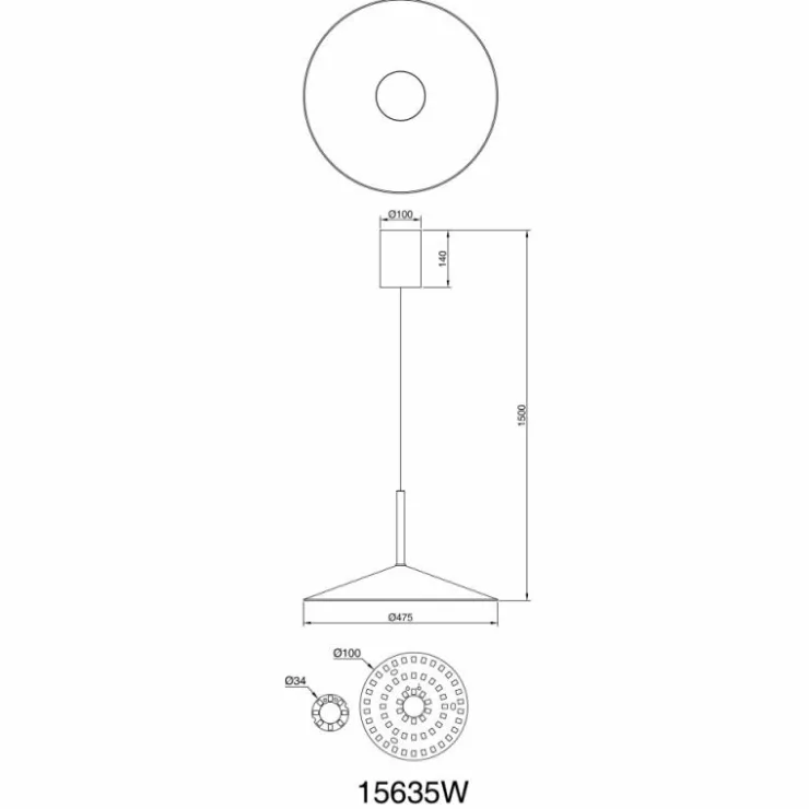 Luminaires Globo Lighting Éclairage Led|Lampone Suspension LED Blanc, 1 lumière