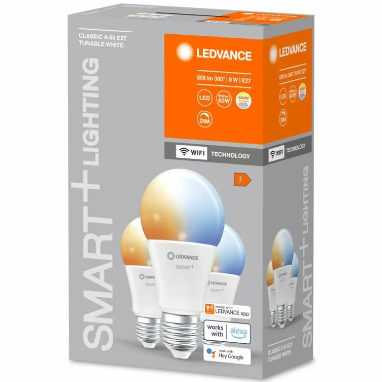 LEDVANCE SMART+ WiFi Lot de 3 LED E27 9 watt 2700-6500 kelvin 806 lumen