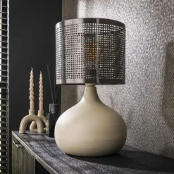 hofstein Lampes À Poser|Lilleballe Lampe à poser Crème, Gris, 1 lumière
