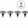 Lot de 4 lampes solaires Globo LED Acier inoxydable, 8 lumières