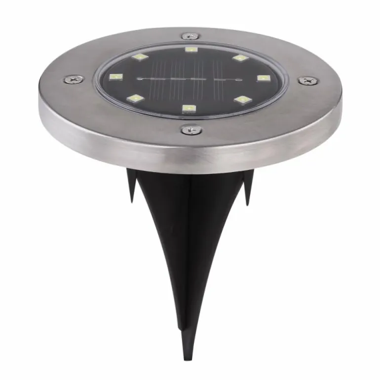 Lot de 4 lampes solaires Globo LED Acier inoxydable, 8 lumières