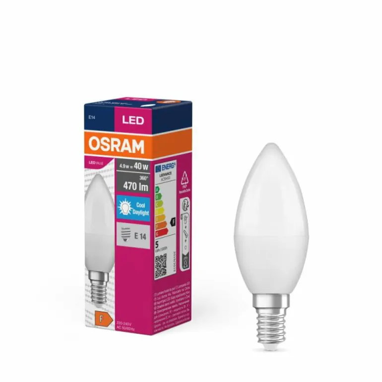 Luminaires Osram E14 LED 4.9 Watt blanc lumière du jour 470 Lumen