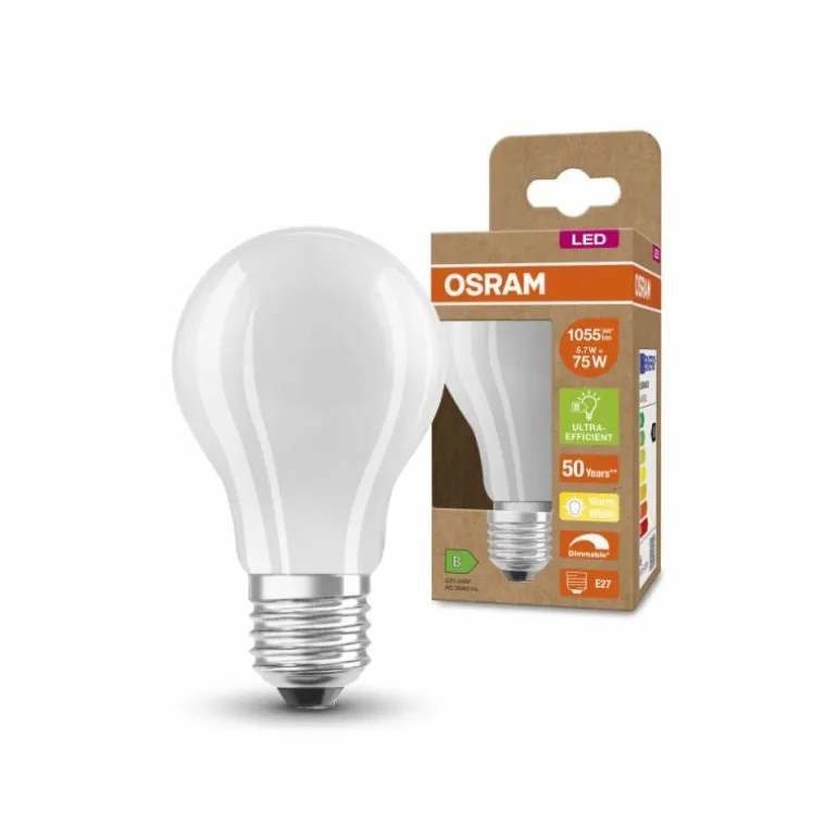 Luminaires Osram E27 LED 5.7 Watt blanc chaud dimmable 1055 Lumen