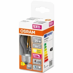 Luminaires Osram E27 LED 2.2 Watt blanc chaud dimmable 300 Lumen