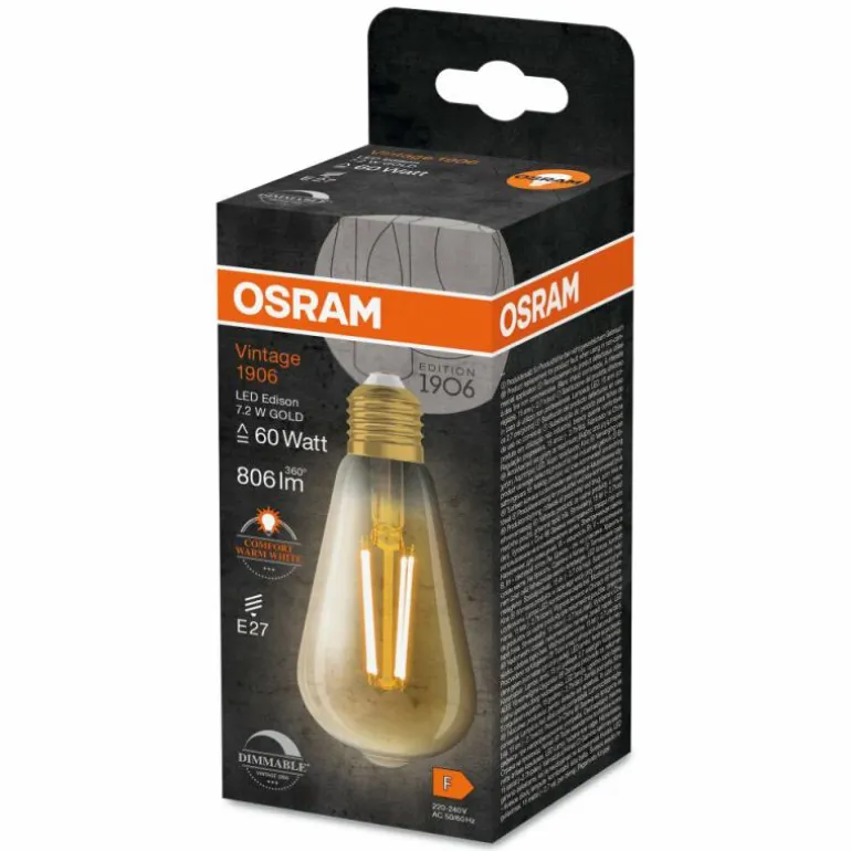 Luminaires Osram E27 LED 7.2 Watt blanc chaud dimmable 806 Lumen
