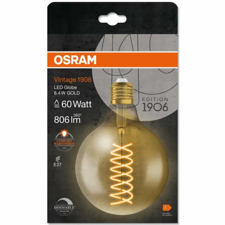 Luminaires Osram E27 LED 8.4 Watt blanc chaud dimmable 806 Lumen