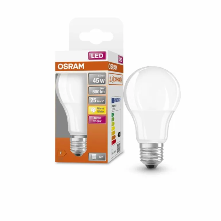Luminaires Osram E27 LED 6.5 Watt blanc chaud 600 Lumen