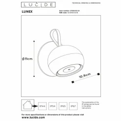 LUNEX Lampe murale d´extérieur Luminaires Lucide LED Noir, 1 lumière