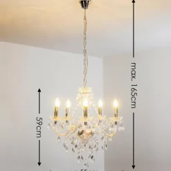 hofstein Lustres|Lustre à 5 lampes Transparent, 5 lumières