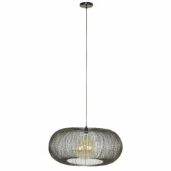 hofstein Suspensions|lustre Agueda Brun foncé, Nickel mat, Noir, 1 lumière