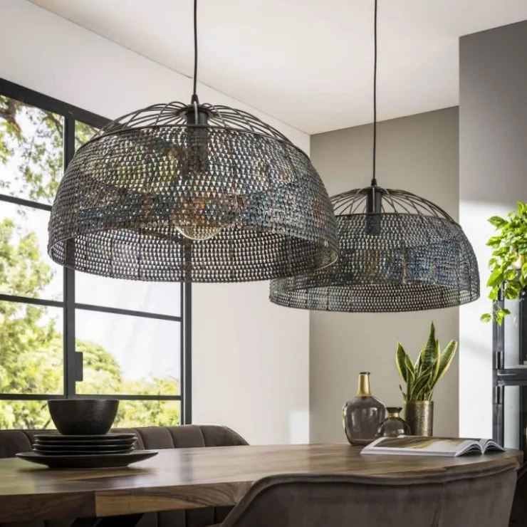 hofstein Suspensions|lustre Peyrie Brun, Noir, 2 lumières