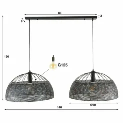 hofstein Suspensions|lustre Peyrie Brun, Noir, 2 lumières