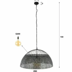 hofstein Suspensions|lustre Armor Noir, 1 lumière
