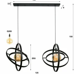 hofstein Suspensions|lustre Galaxy Ancien, 2 lumières