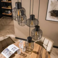 hofstein Suspensions|lustre Lalora Anthracite, 5 lumières