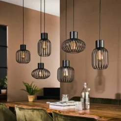 hofstein Suspensions|lustre Lalora Anthracite, 6 lumières