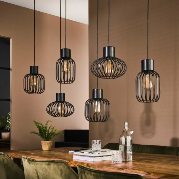 hofstein Suspensions|lustre Lalora Anthracite, 6 lumières