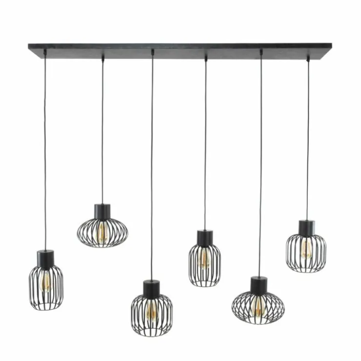 hofstein Suspensions|lustre Lalora Anthracite, 6 lumières