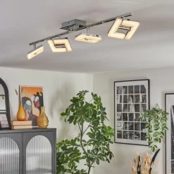 hofstein Spots Et Projecteurs|Madel Plafonnier, Spot de plafond Chrome, Nickel mat, 4 lumières