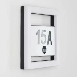 Numéro d'adresse éclairé Louisville LED Gris, 1 lumière, Détecteur de mouvement