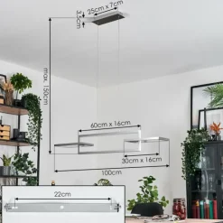 hofstein Suspensions|Odeon Suspension, Suspension LED Argenté, 3 lumières