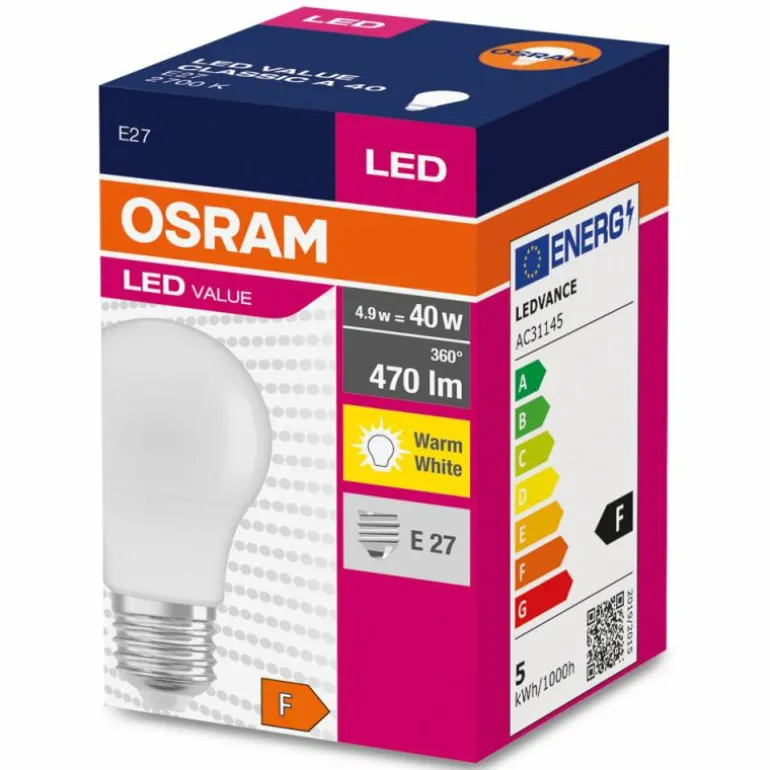 OSRAM CLASSIC A LED E27 4,9 Watt 2700 Kelvin 470 lumen
