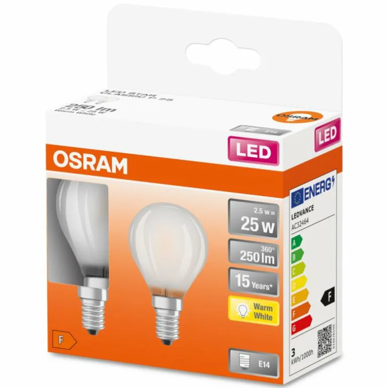OSRAM LED Retrofit Lot de 2 E14 2,5 watt 2700 Kelvin 250 lumen