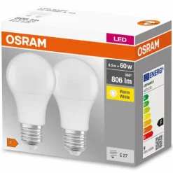 OSRAM Lot de 2 LED E27 8,5 Watt 2700 Kelvin 806 Lumen