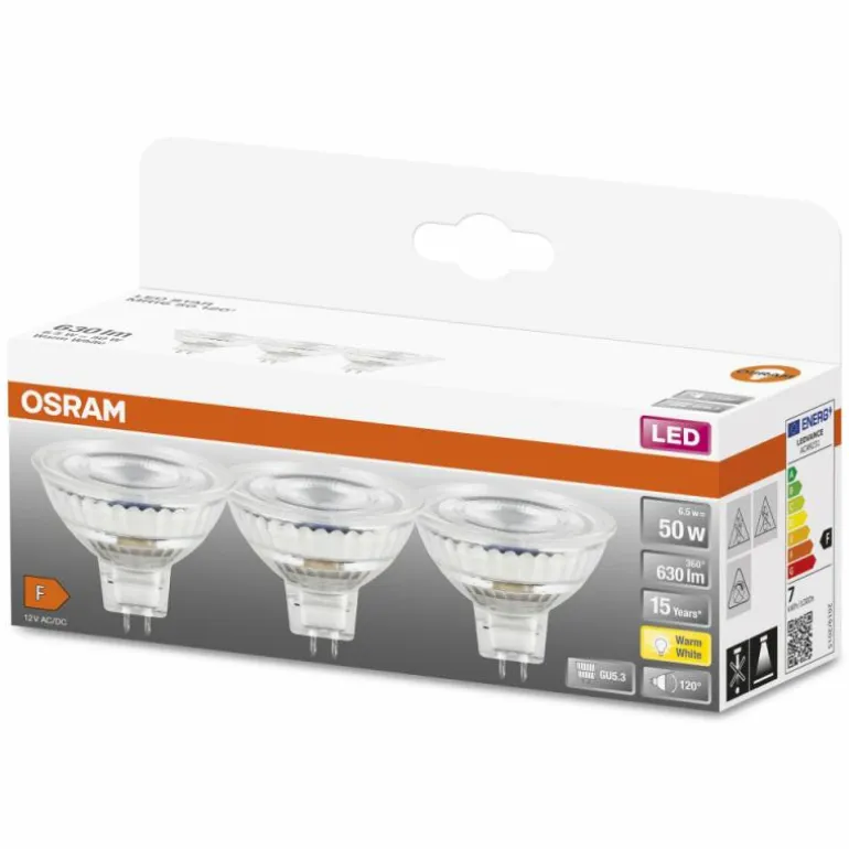 OSRAM Lot de 3 LED Star GU5.3 6,5 Watt 2700 kelvin 630 Lumen