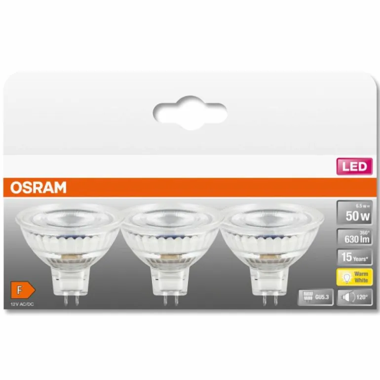 OSRAM Lot de 3 LED Star GU5.3 6,5 Watt 2700 kelvin 630 Lumen