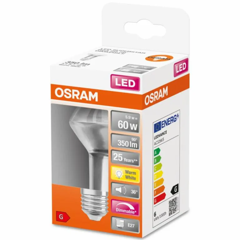 OSRAM SUPERSTAR LED E27 5,9 Watt 2700 Kelvin 350 lumen