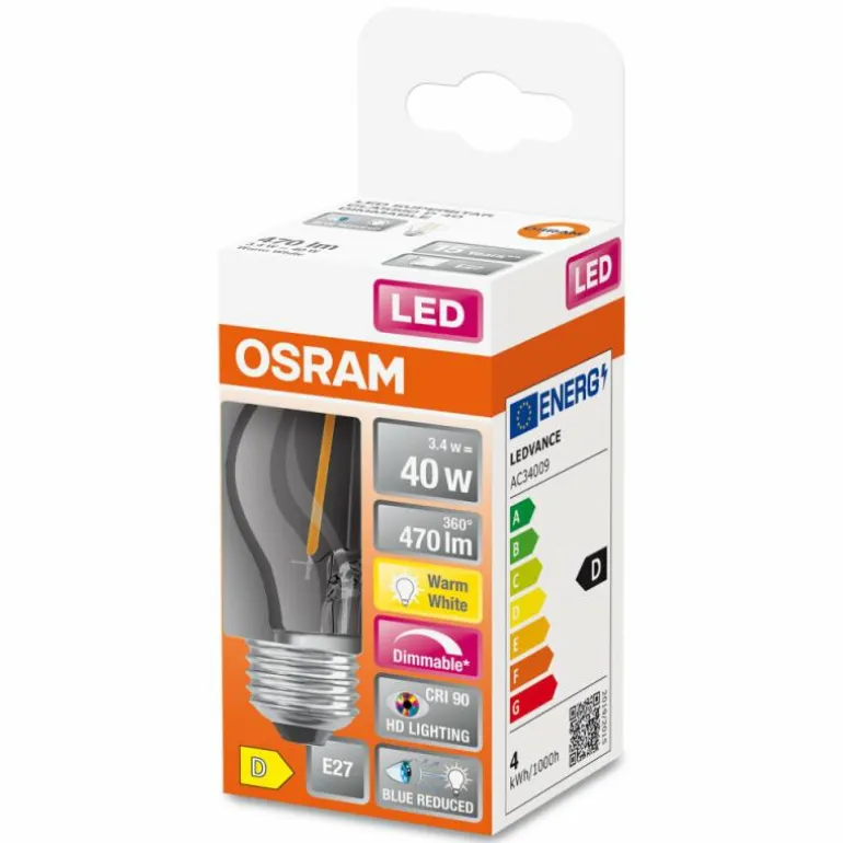 OSRAM SUPERSTAR LED E27 3,4 watt 2700 kelvin 470 lumen