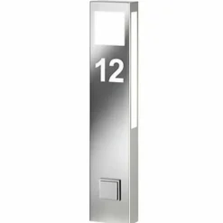 Paulo Numéro de maison lumineux, Eclairage de chemin Luminaires CMD Acier inoxydable, 1 lumière