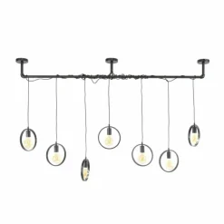 hofstein Suspensions|Pendelleuchte Suspension Anthracite, 7 lumières