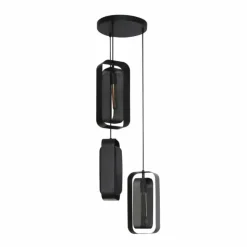 hofstein Suspensions|Pendelleuchte Suspension Anthracite, 3 lumières