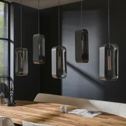 hofstein Suspensions|Pendelleuchte Suspension Anthracite, 5 lumières